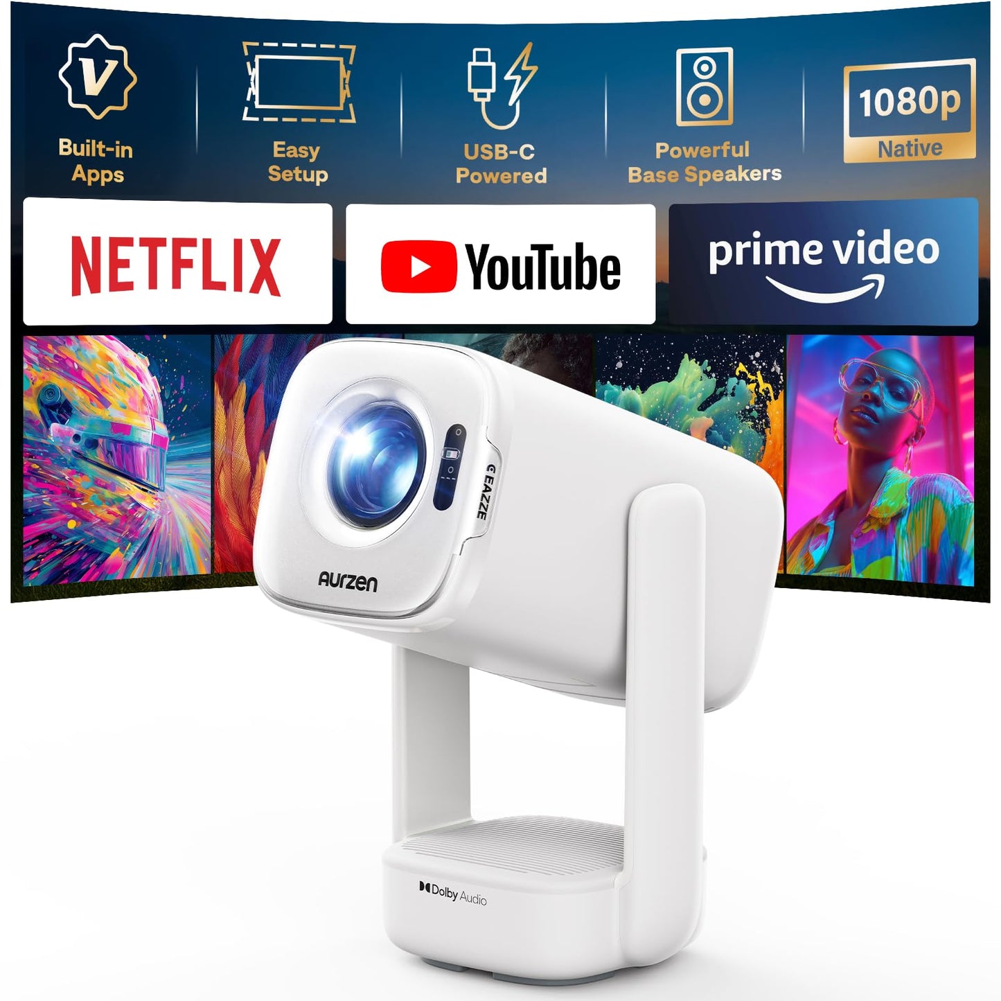D1 air Smart Beamer mit Apps & 4K-Unterstützung, Weiss