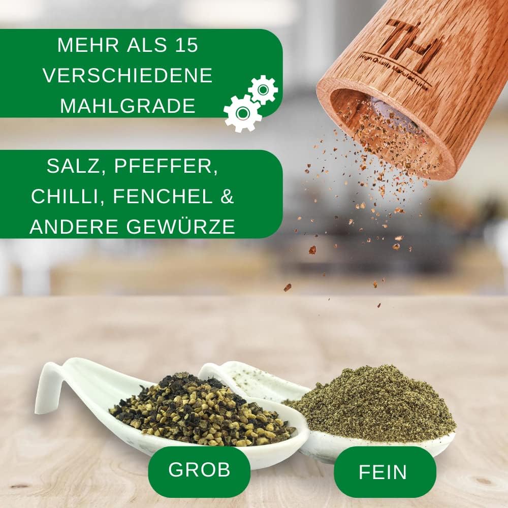 Salz- und Pfeffermühlen-Set mit Keramikmahlwerk, 24cm Eiche