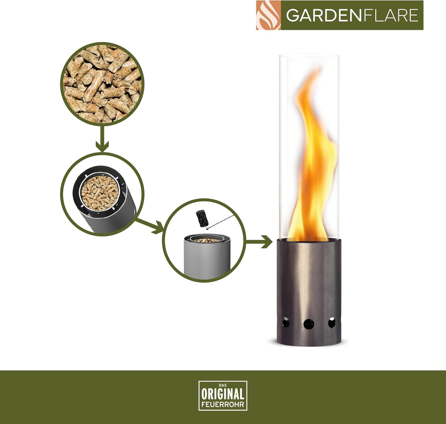 Tischkamin mit Holzpellet-Betrieb, Silber