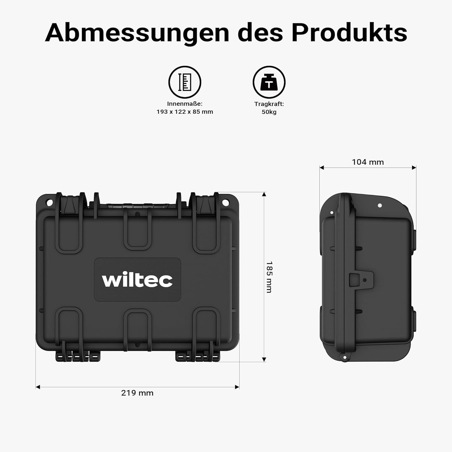 Wasserdichter Universalkoffer mit Würfelschaumstoff, 22x19x10cm
