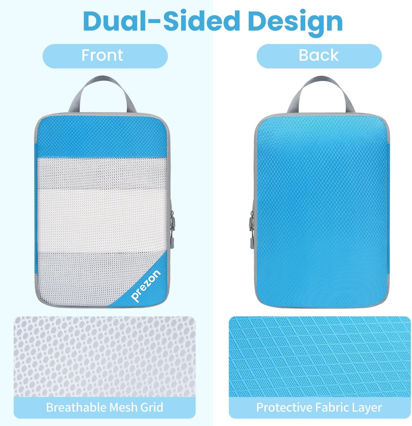 6-teiliges Kompressions-Packwürfel-Set, Blau