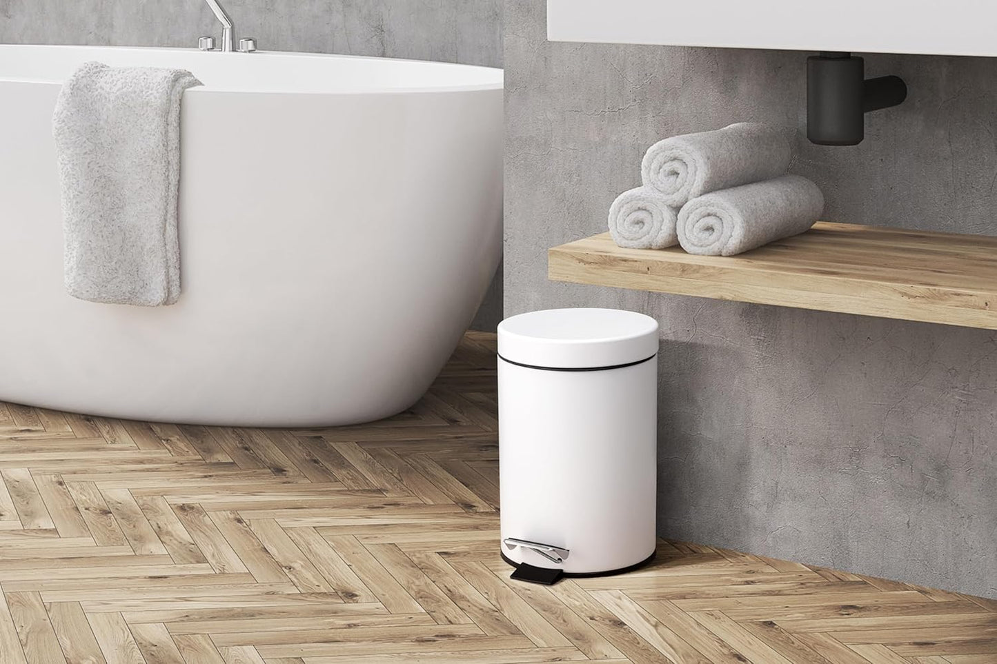 Badezimmer Mülleimer mit Absenkmechanismus, Weiss