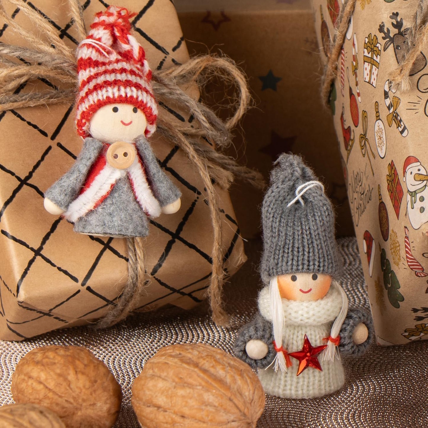 Weihnachtsbaum-Anhänger Engel-Set (12 Stück), Big Pack A - Rot + Rosa + Grau