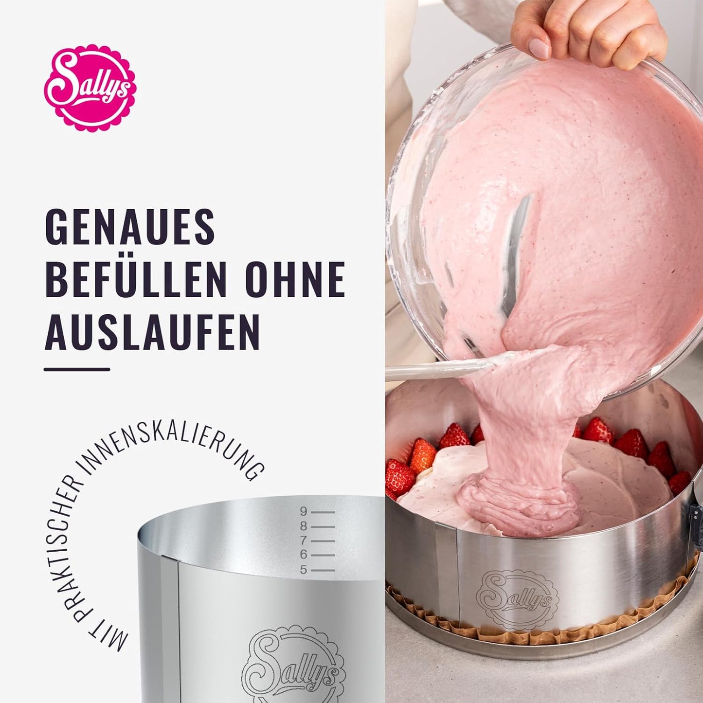 Verstellbarer Tortenring, 10 cm hoch, ⌀ 17-30 cm