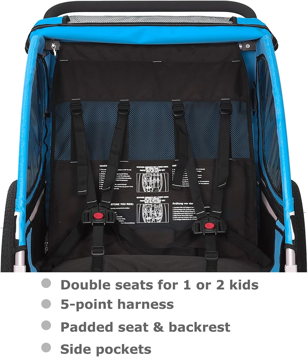S2 2-in-1 Kinderanhänger & Jogger mit Federung, Blau