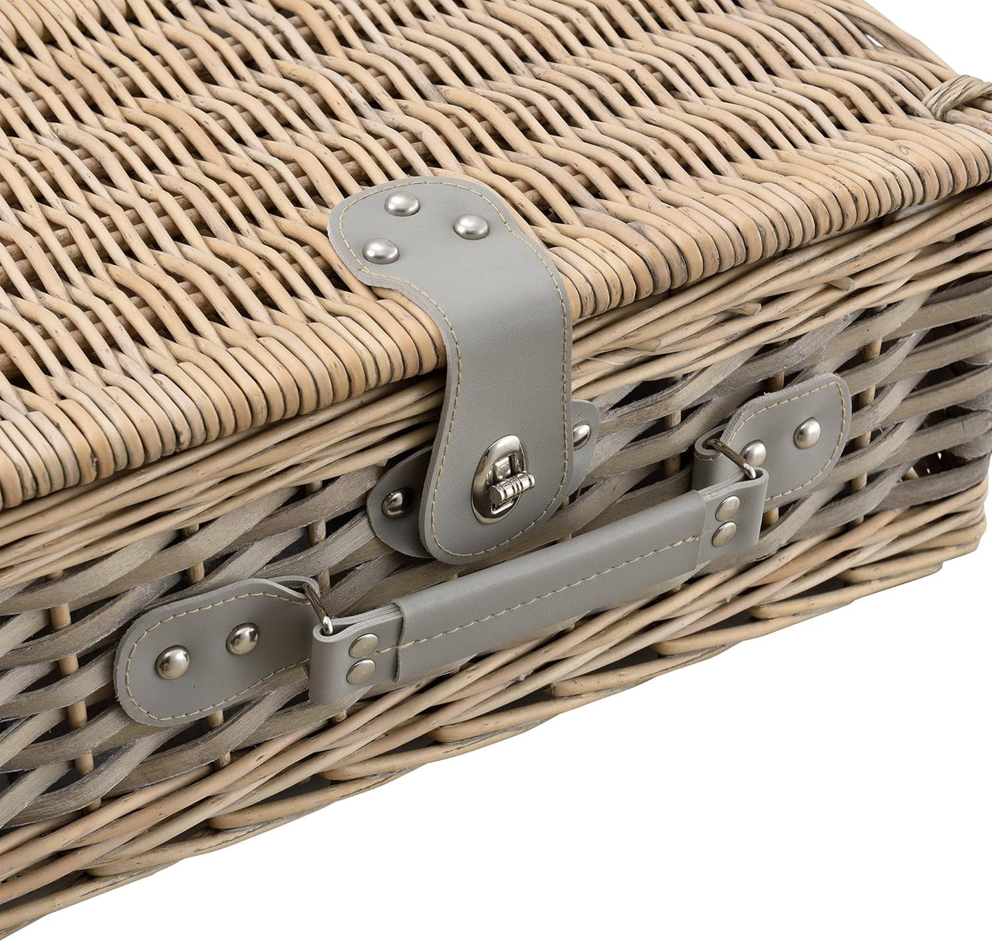 Picknickkorb-Set mit Kühltasche für 2 Personen, Grau 38 x 25 x 16 cm