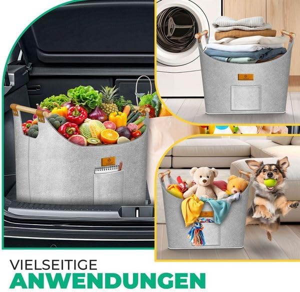 Brennholzkorb faltbar, 60 Liter Hellgrau