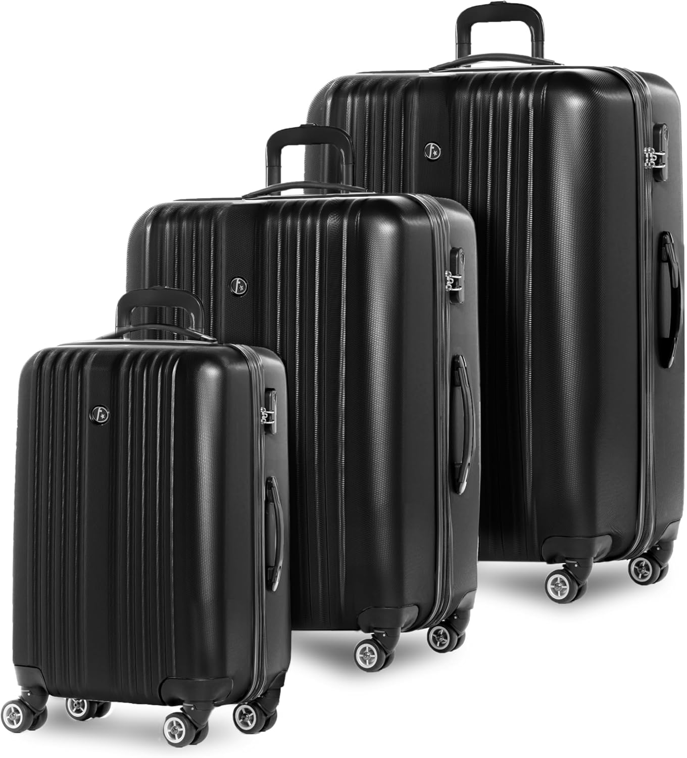 3-teiliges Hartschalen-Kofferset, Schwarz 3er Set