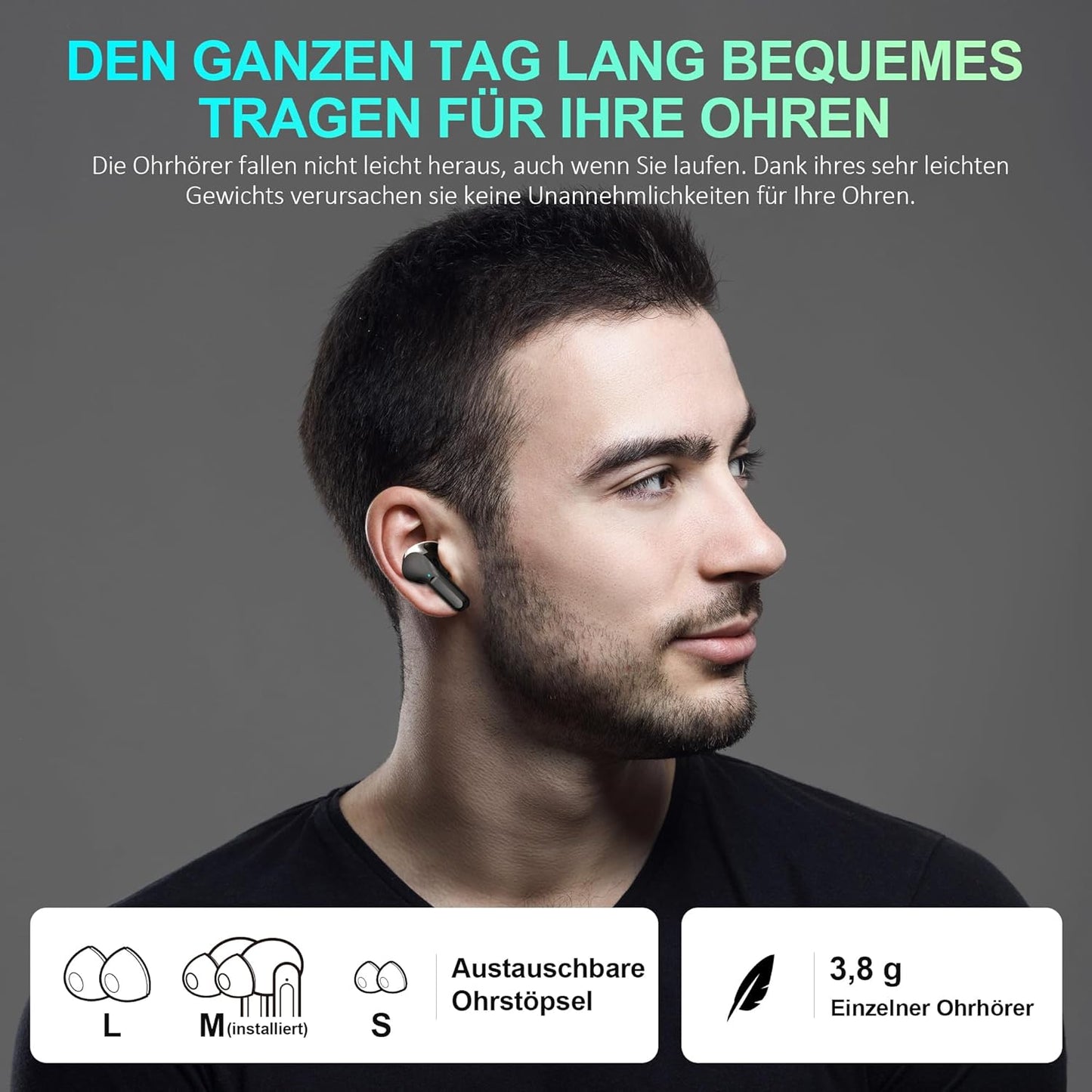 i17 In-Ear Kopfhörer mit Noise Cancelling, Schwarz