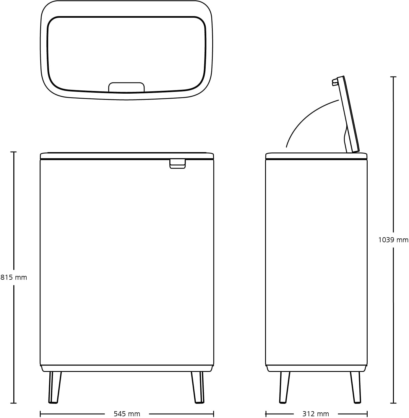 BO Touch Bin Hi Mülleimer mit 2 Inneneimern (2x30L), 2 Inneneimer (2 x 30L) Matt Black
