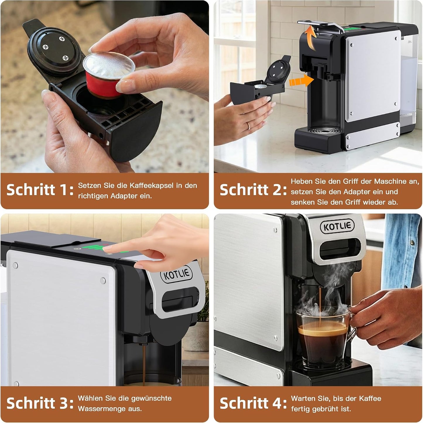 5-in-1 Kapsel- und Pulver-Kaffeemaschine