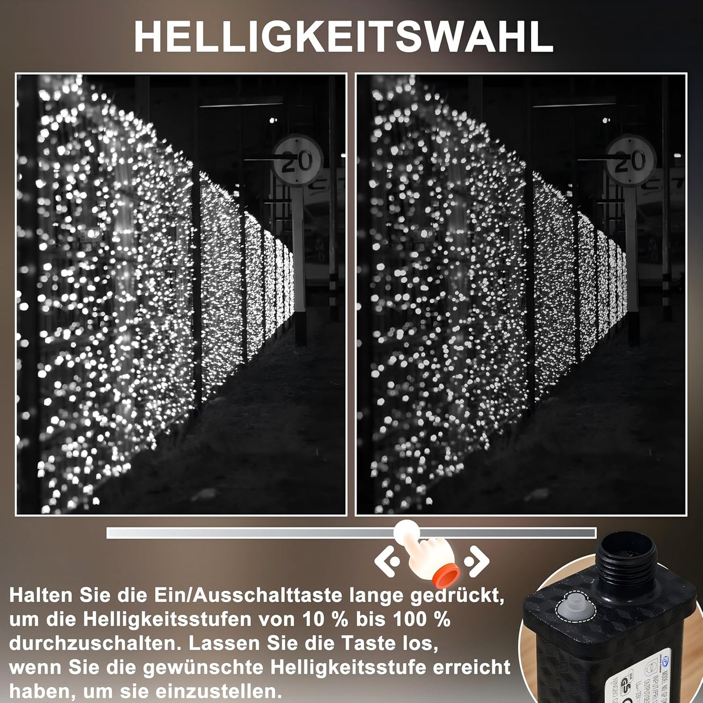 LED Lichterkette 103m für Aussen mit Timer & 12 Modi, Weiss 1000 LEDs