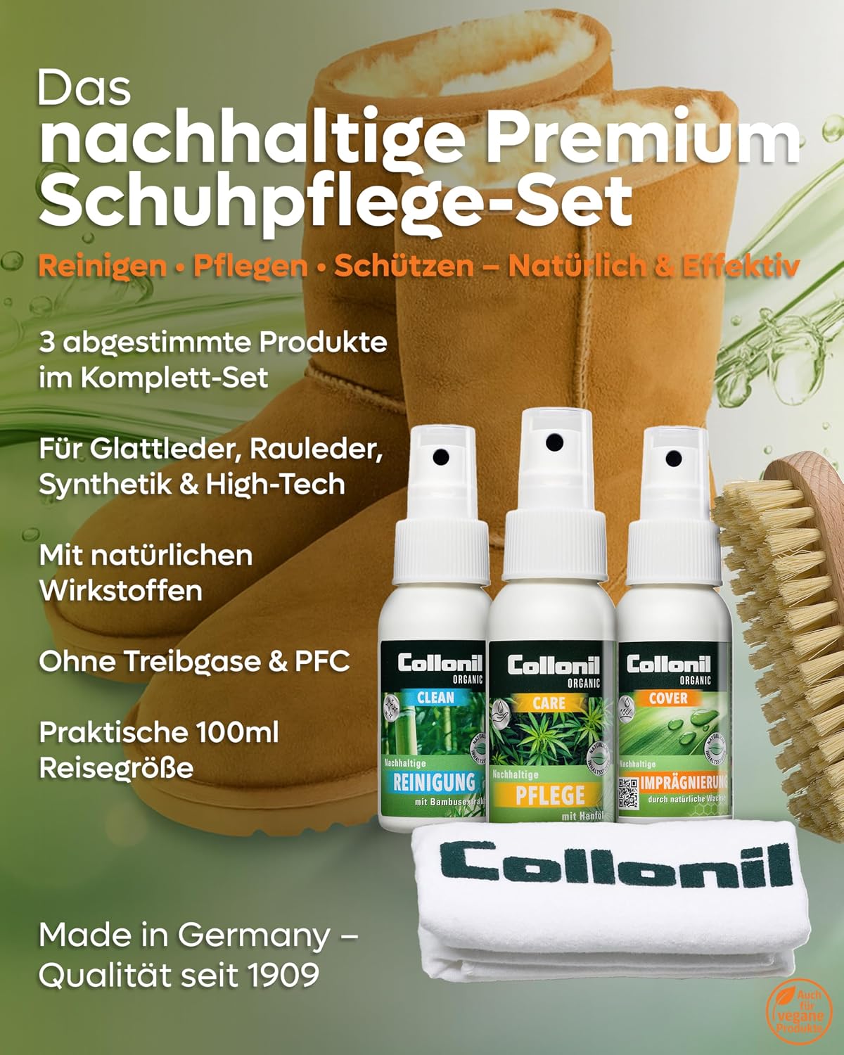 Schuhpflege Starter Kit mit Bürste & Tuch (Reisegrösse)