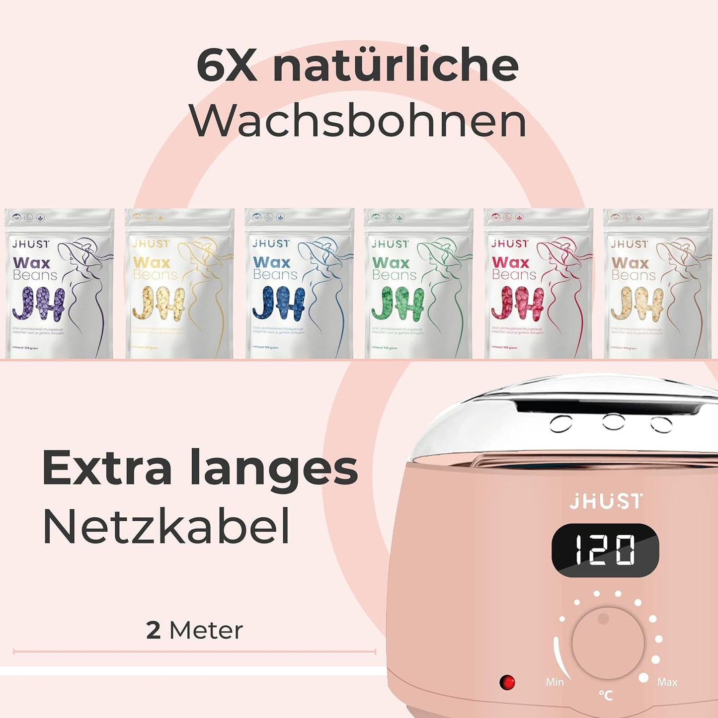 Wachswärmer-Set mit Wachsperlen und Zubehör, Rosa