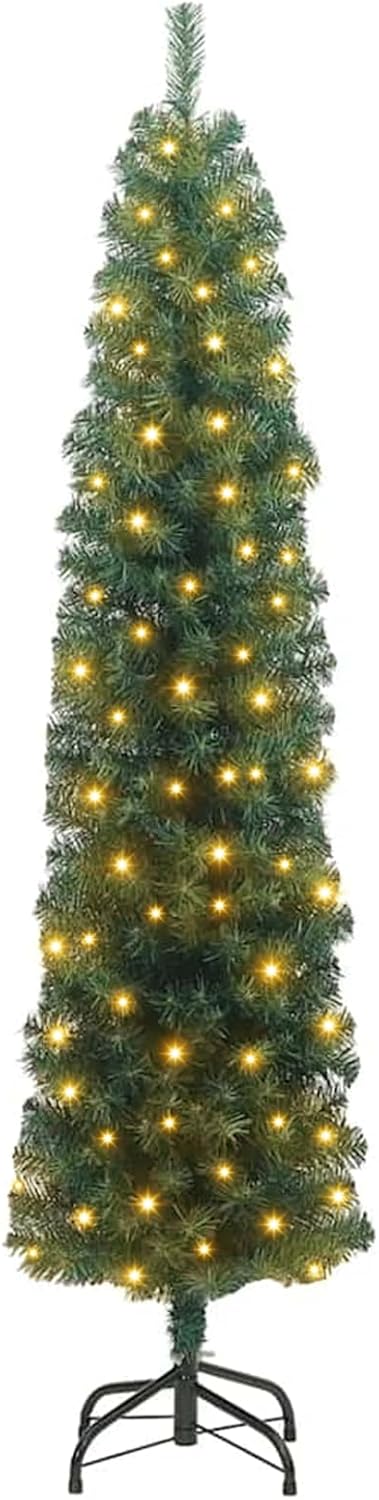 Schlanker Weihnachtsbaum mit 300 LEDs, 210 cm hoch, Grün 210 cm