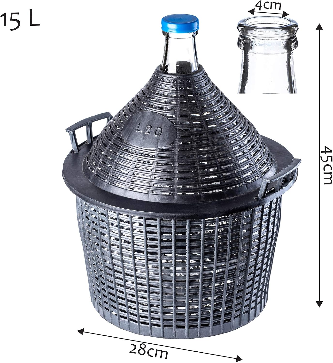 Glasballon-Set mit Gärzubehör, 15L Kunststoff Gärröhrchen