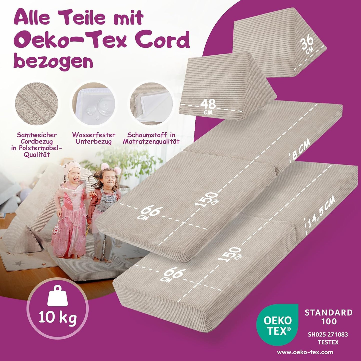 Spielsofa für Kinder, Elfenzauber Beige