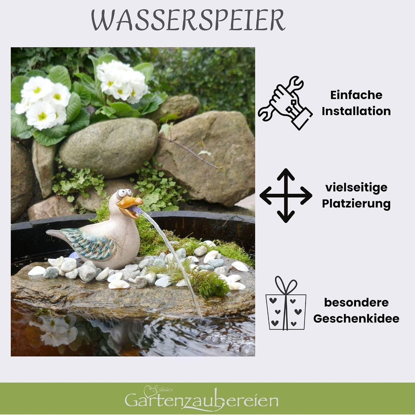 Möwen-Wasserspeier mit Pumpe
