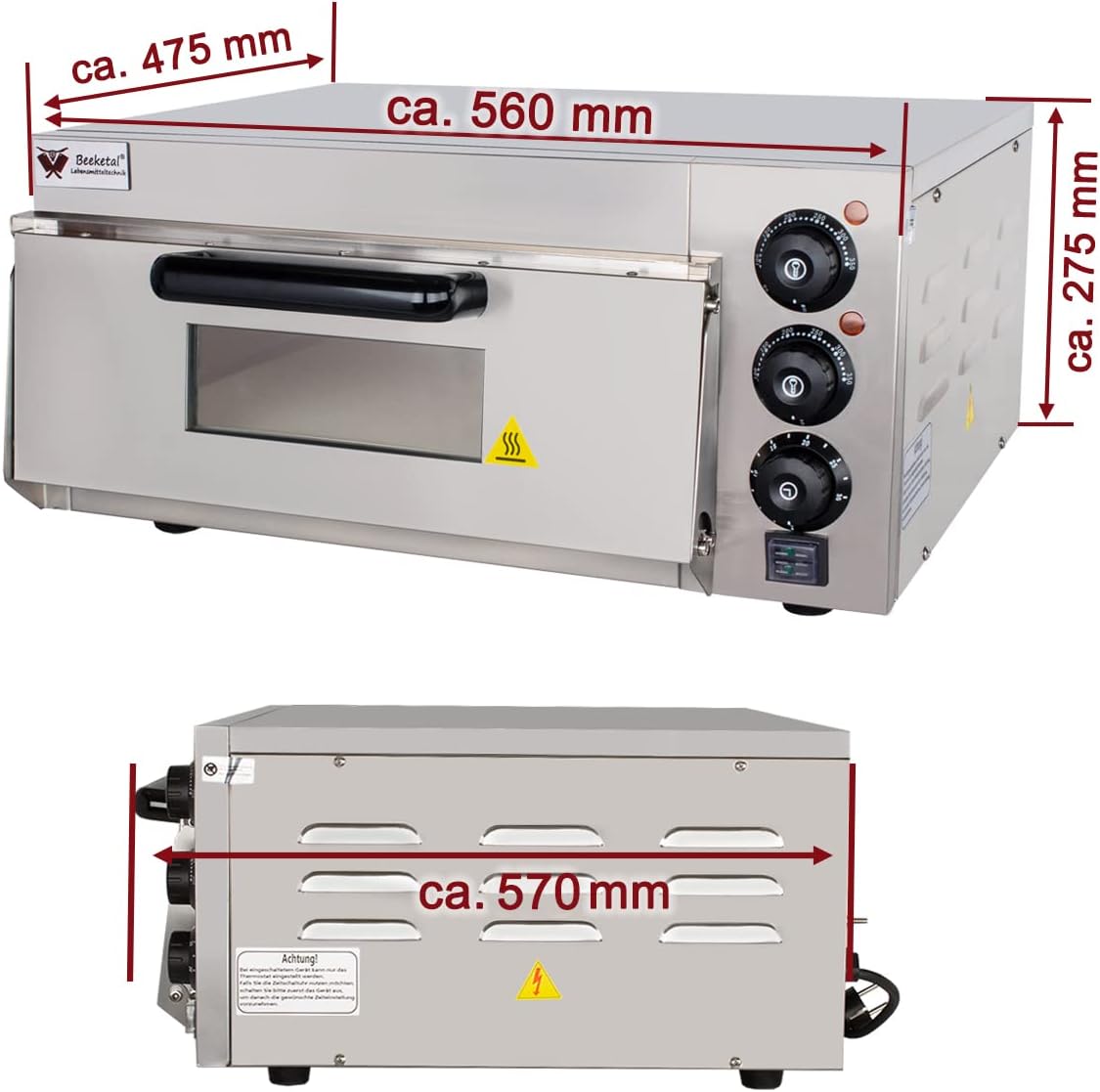 Profi Pizzaofen BPO33-1 mit Schamottstein, 400x400 Mm Backfläche