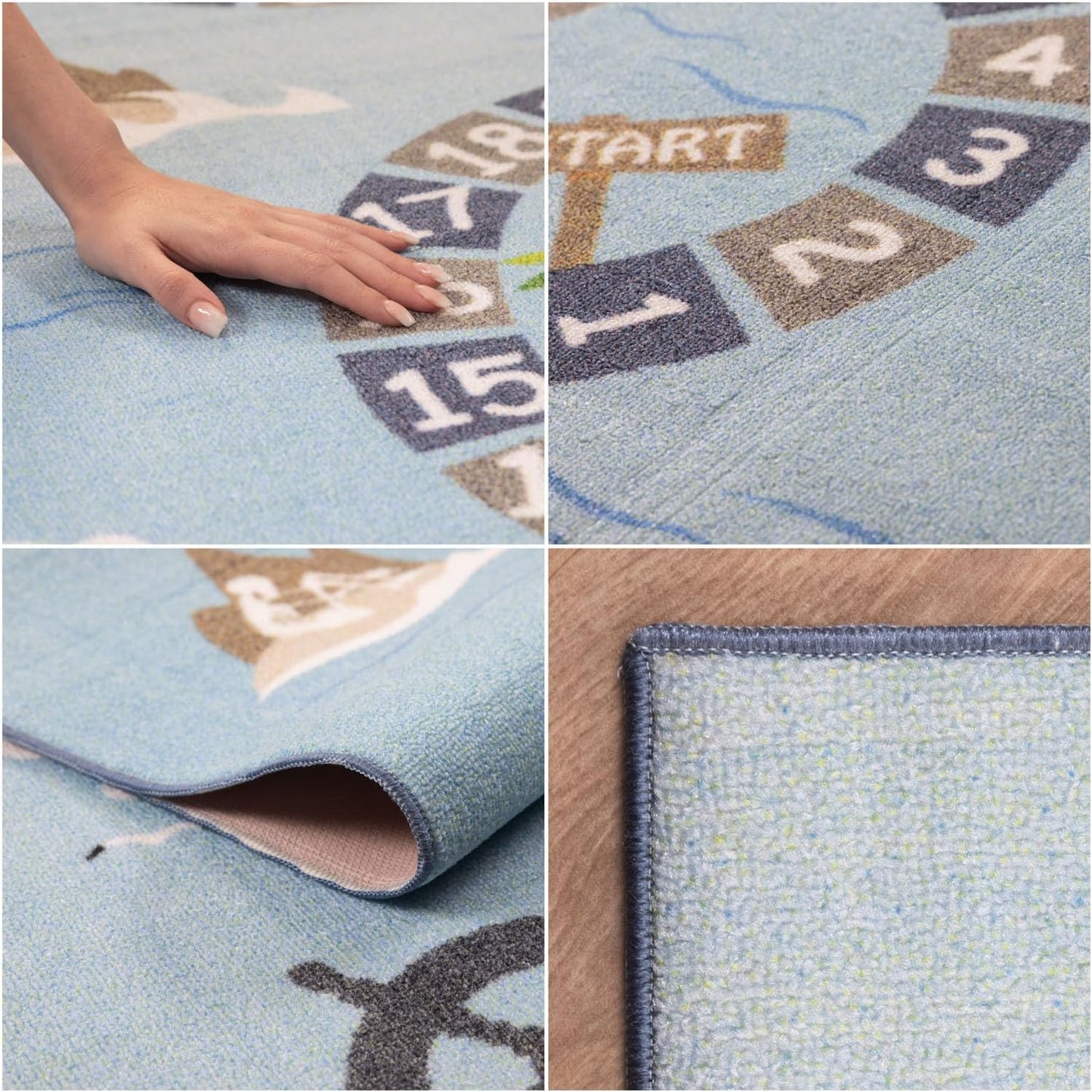 Kinderteppich im Piraten-Design (100 x 150 cm), 100 x 150 cm (Rechteckig) Blau-2