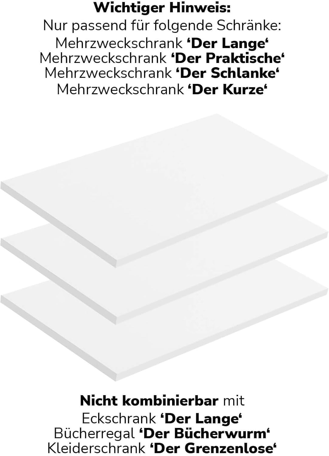 3er-Set Einlegeböden, 3er-Set Weiß