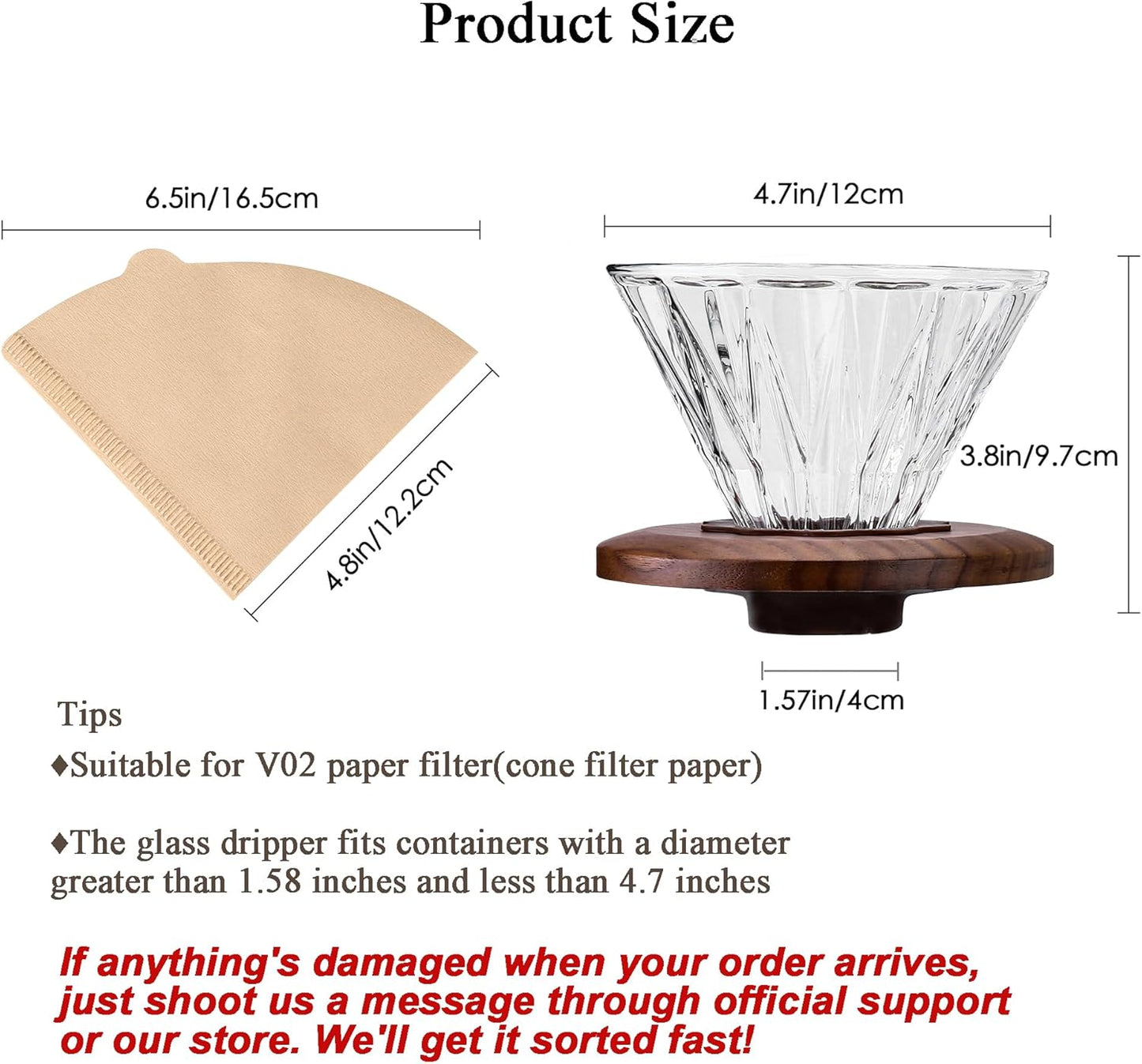 Kaffeetropfer mit 100 Papierfiltern Size 02, Dripper(transparent)