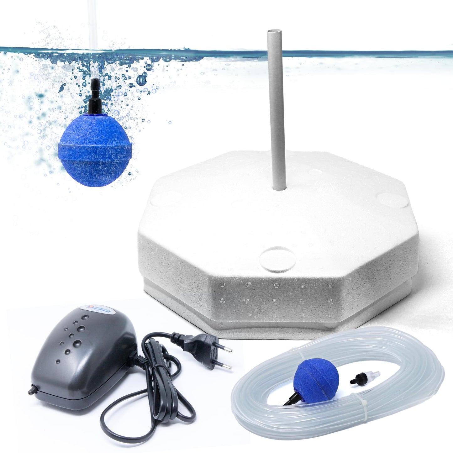 Eisfreihalter Gartenteich-Set mit Belüftungspumpe, Set mit Superfish Air Flow 1 Pumpe