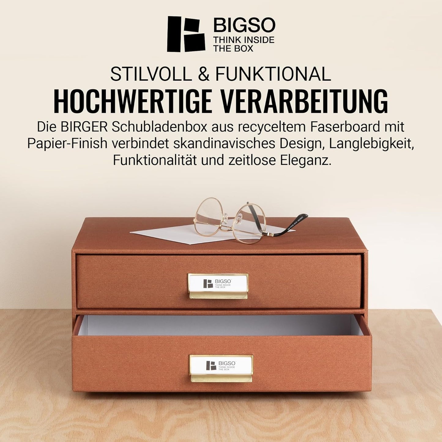 Birger Schubladenbox mit 2 Schubladen, Sienna