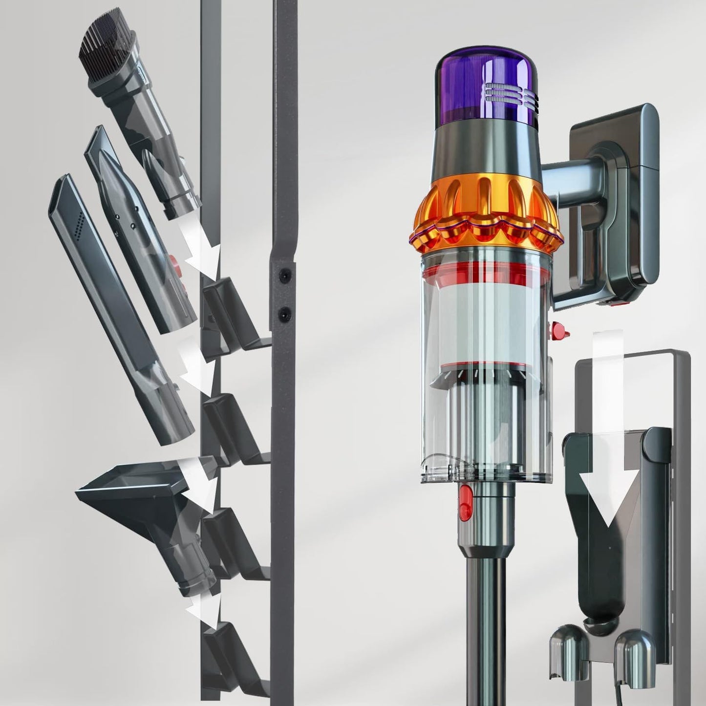 Staubsaugerständer für Dyson V6 bis V15 und DC30 bis DC74 Modelle, Grau