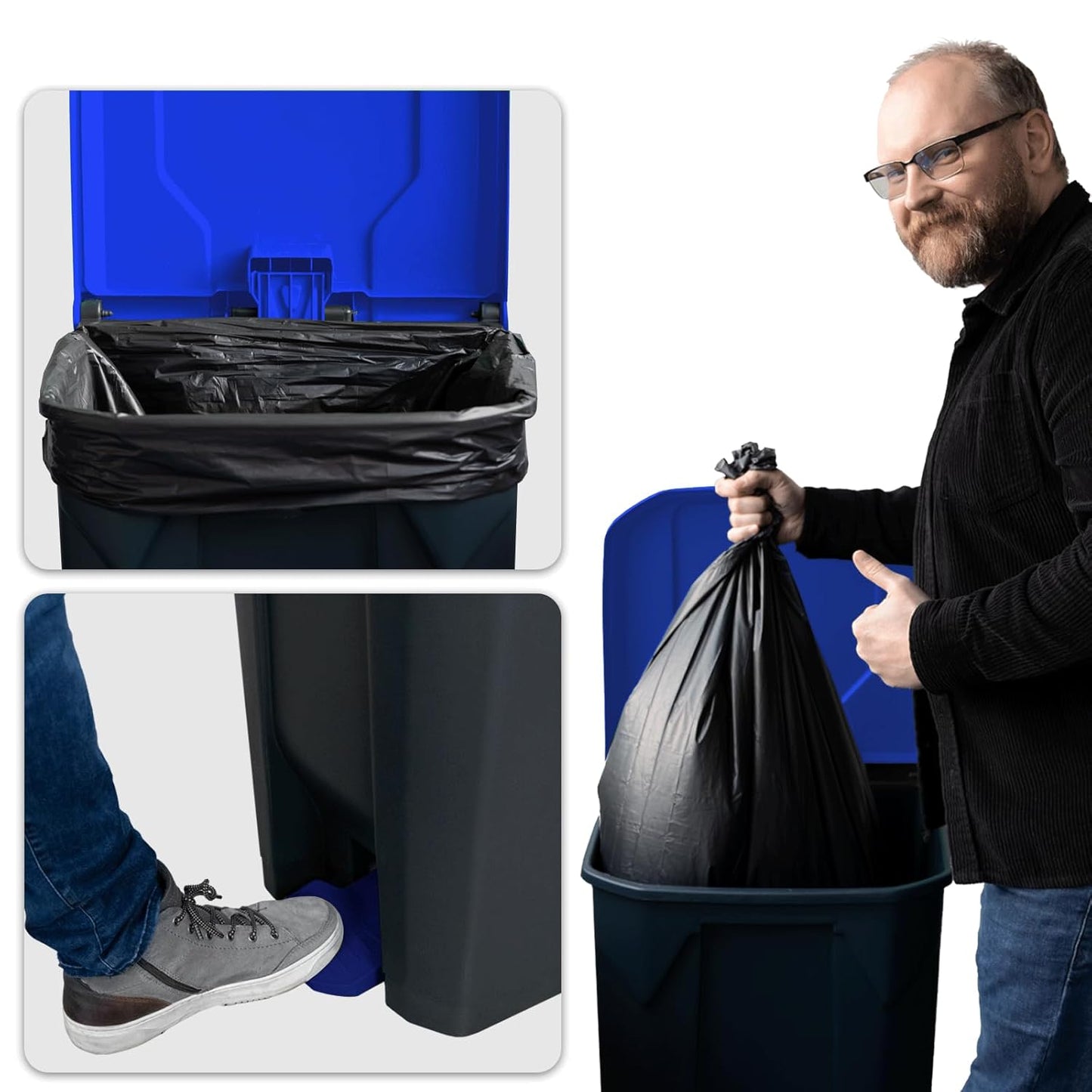 Tretmülleimer 100 Liter, 100 Liter Blau
