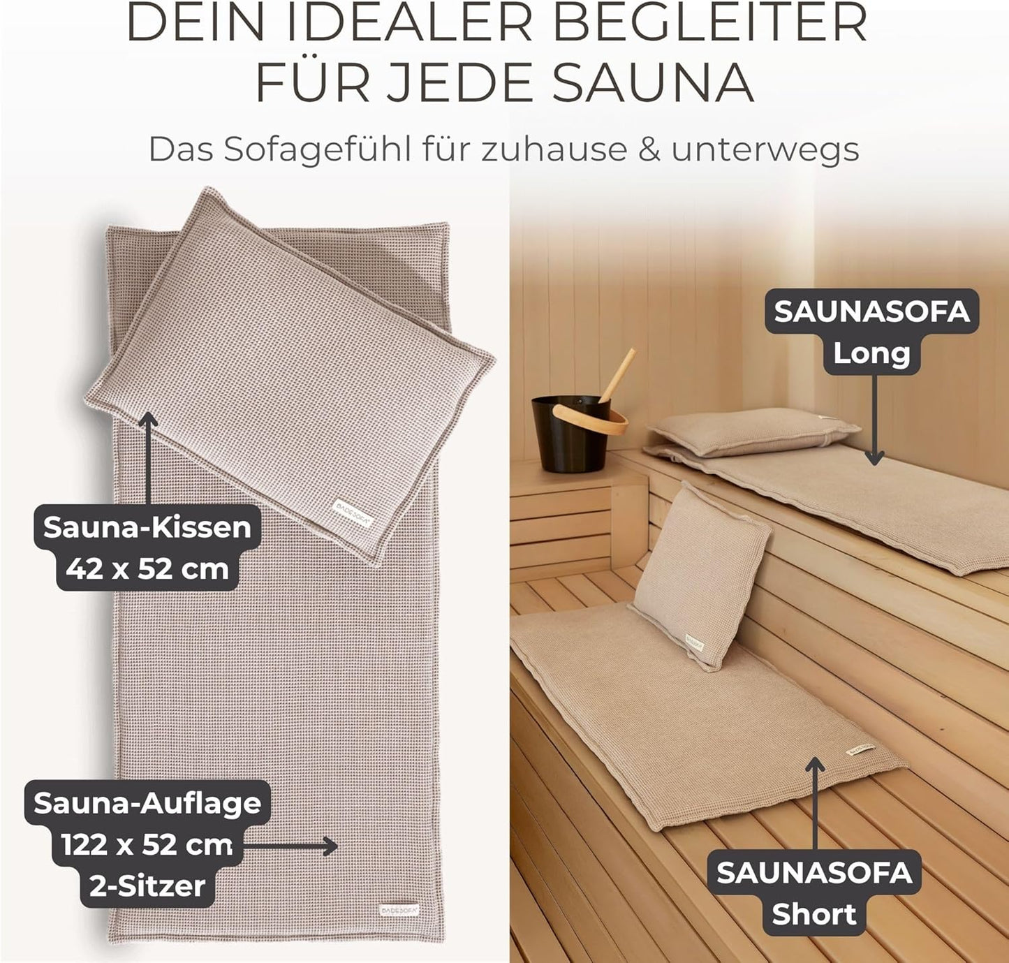 Sauna-Auflage Set, Short Grau