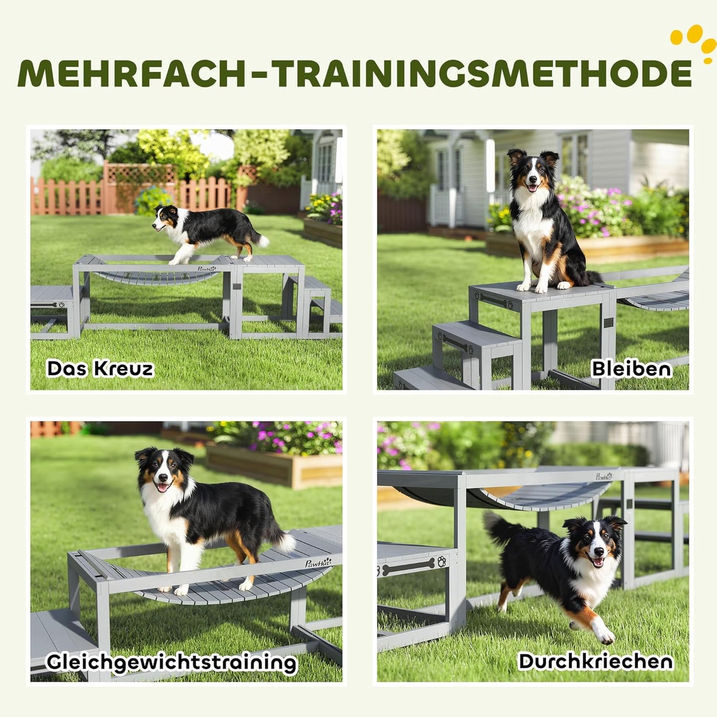 Hunde Agility-Set mit Brücke und Treppe, 3-teilig, bis 40 kg, Grau