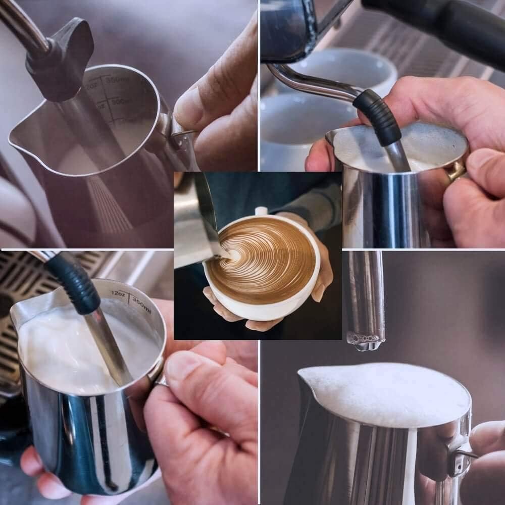 3-teiliges Barista Set mit Tamper, Matte und Milchkännchen, 51mm Chacate Pretoholz