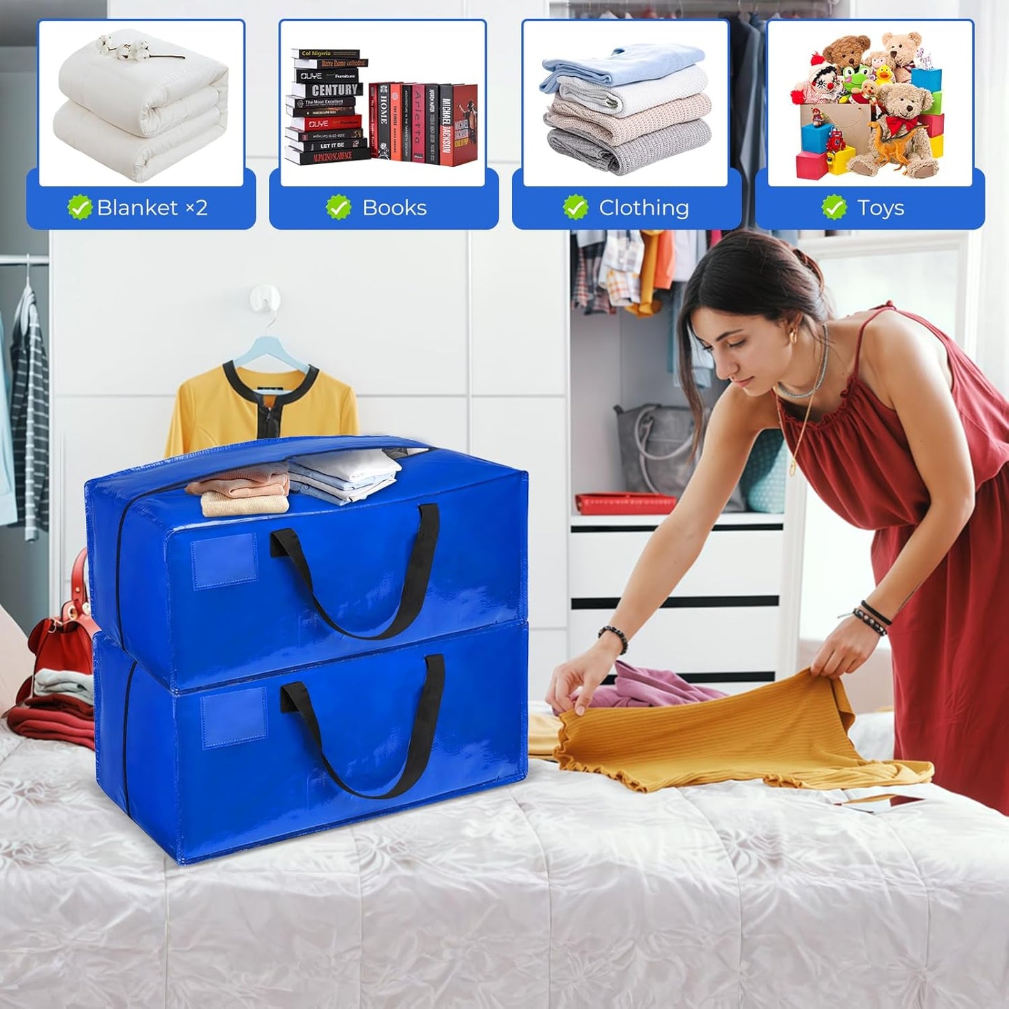 Grosse Aufbewahrungstaschen-Set (6 Stück, 90L), Blau