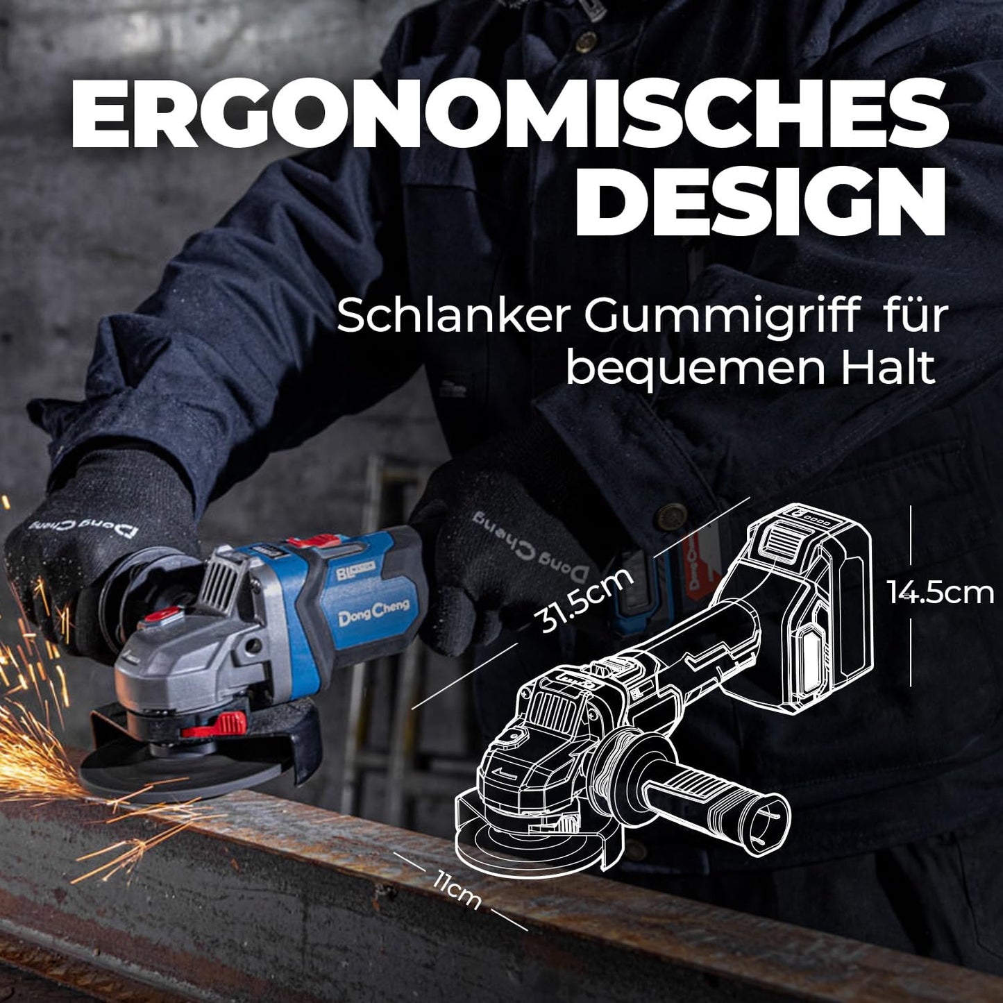 Akku-Winkelschleifer ‎DCSM04-125, 9000 U/min, 1000W Winkelschleifer mit Akku