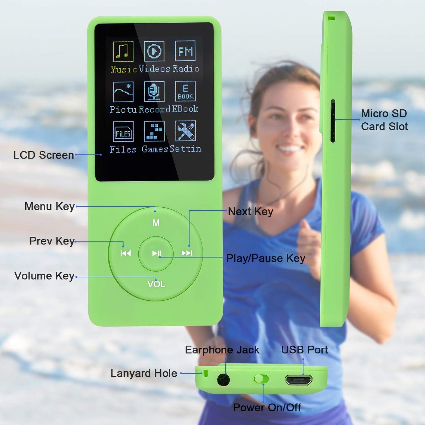 Music Player, 8G, Grün