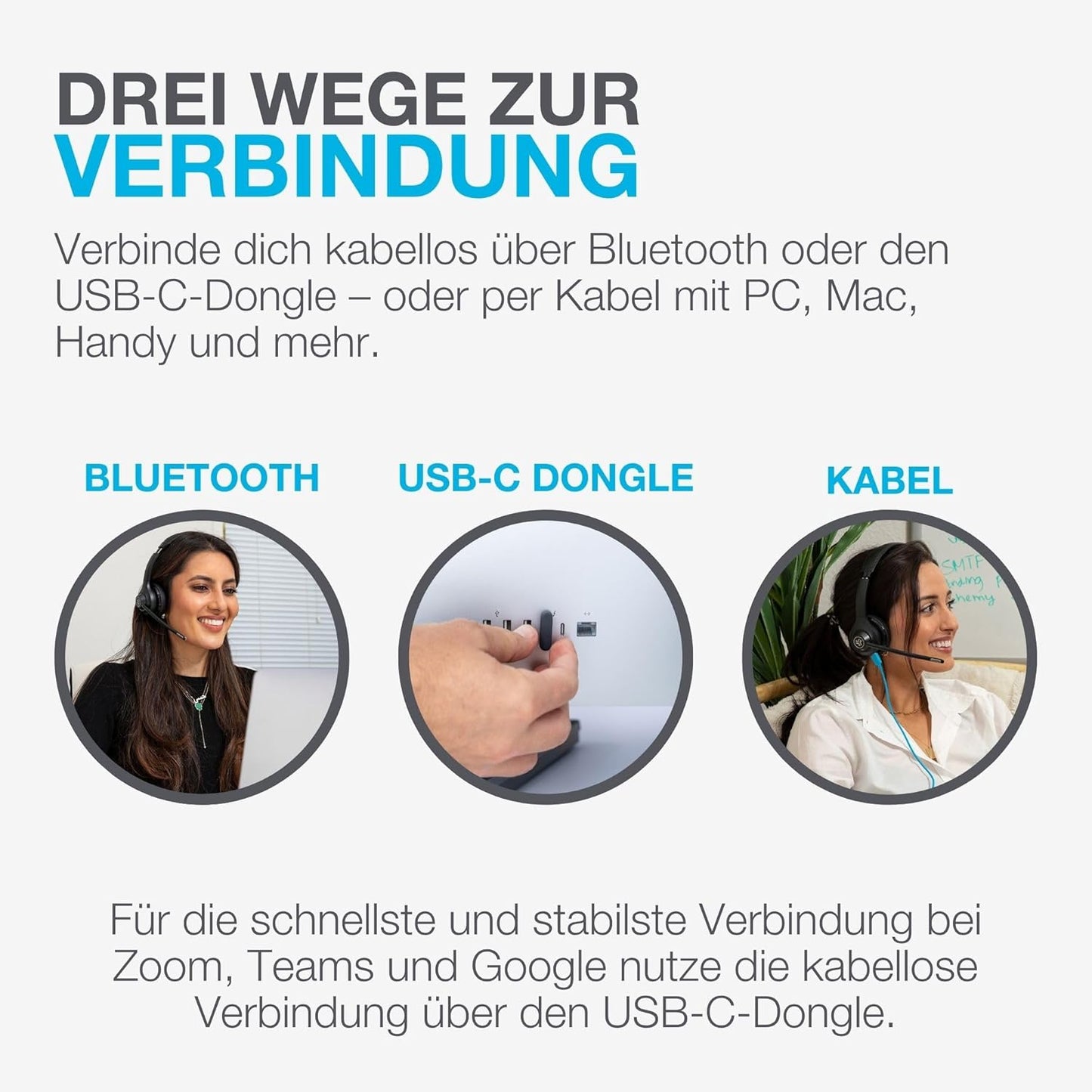 Kabelloses On-Ear Headset mit Mikrofon und USB-C, Go Work 2nd Gen
