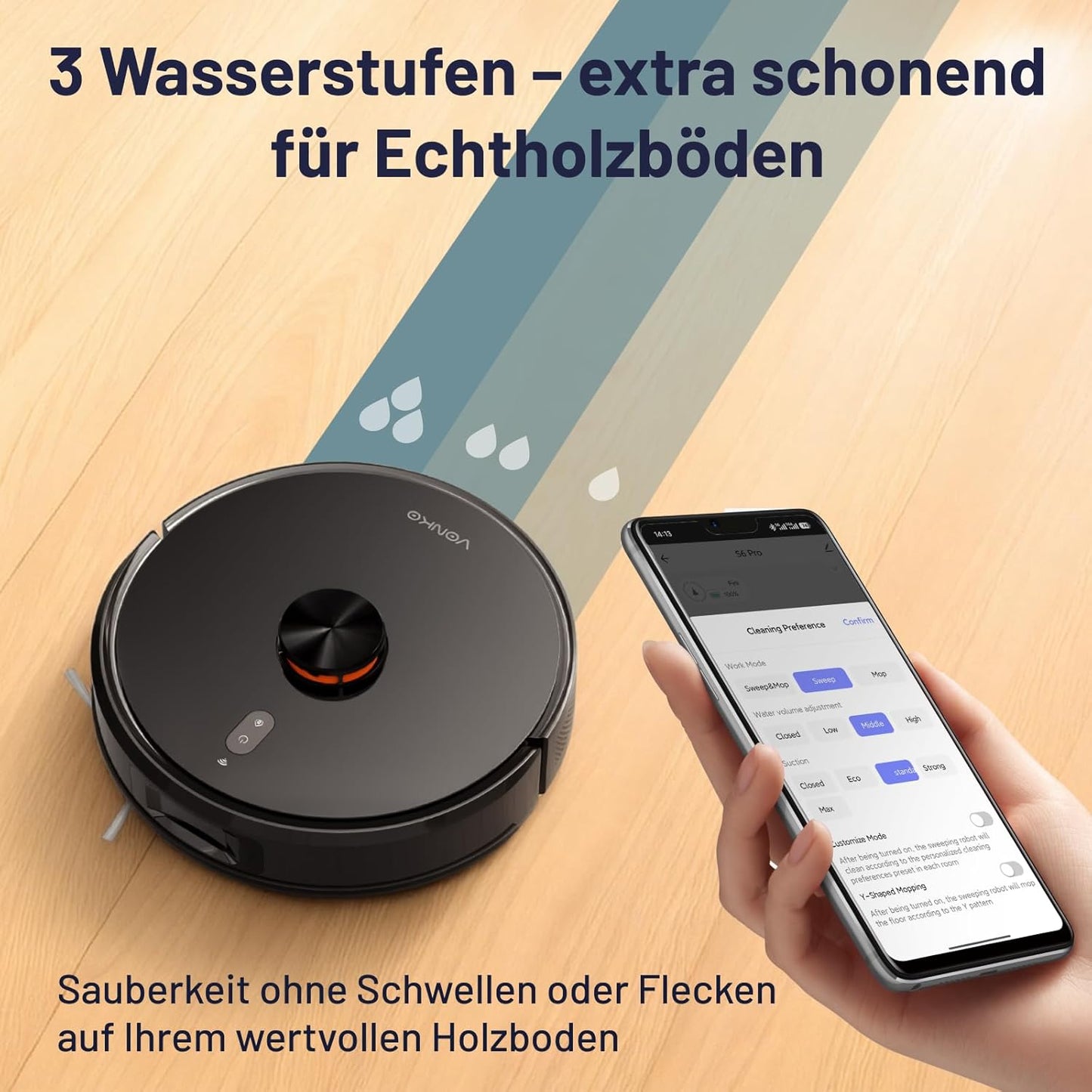 S6 Pro Saugroboter mit Wischfunktion und Absaugstation, Schwarz
