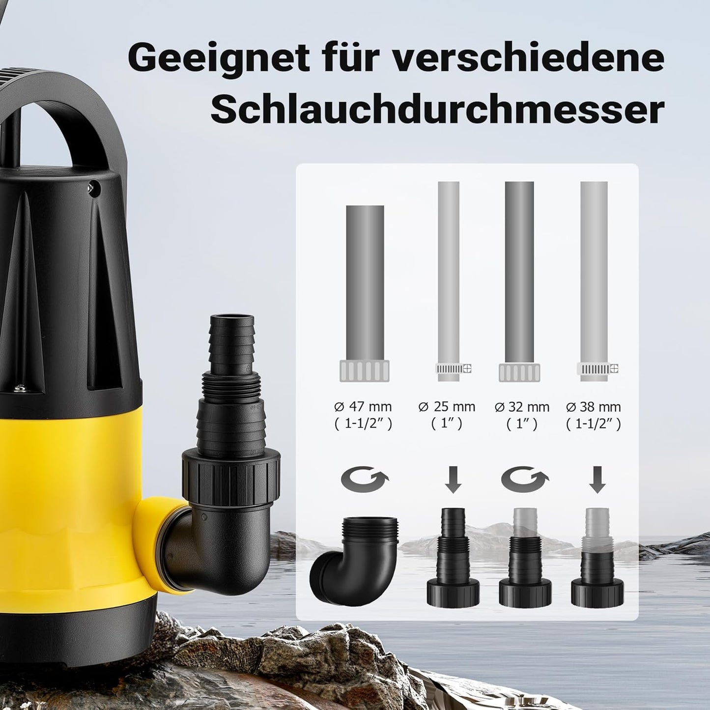 Tauchpumpe mit Sensor, 400 W, 7300 l/h, 7.5 m