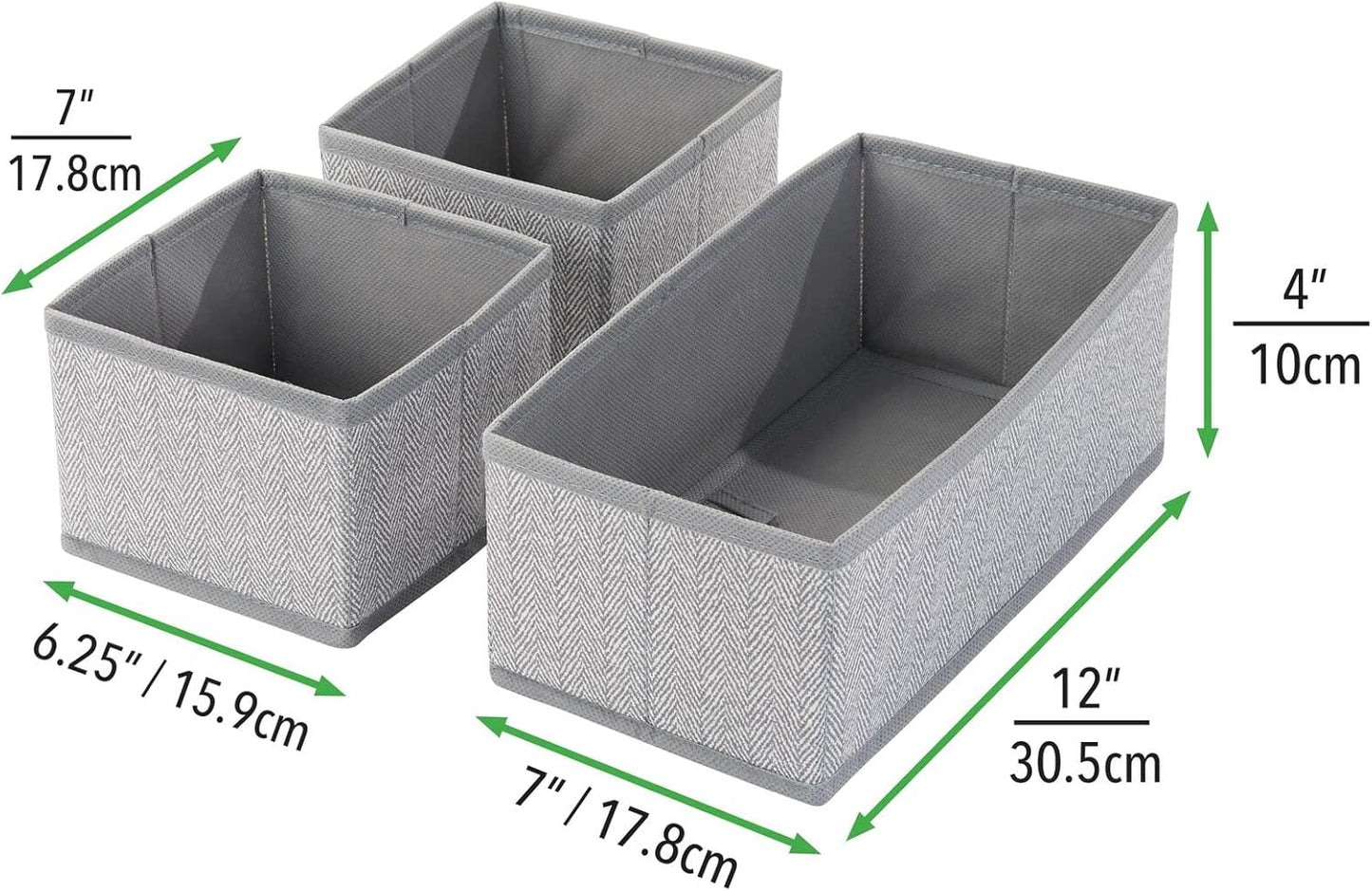 Baby Organizer-Set mit Aufbewahrungsboxen (6-teilig), Graues Fischgrätenmuster