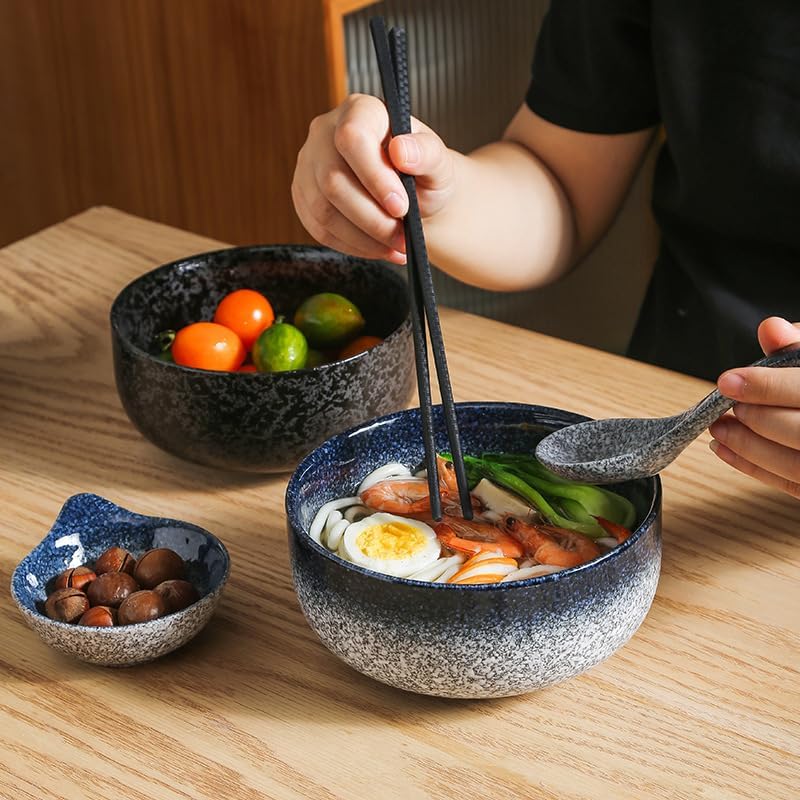 Ramen-Schüssel-Set, Glas Blau