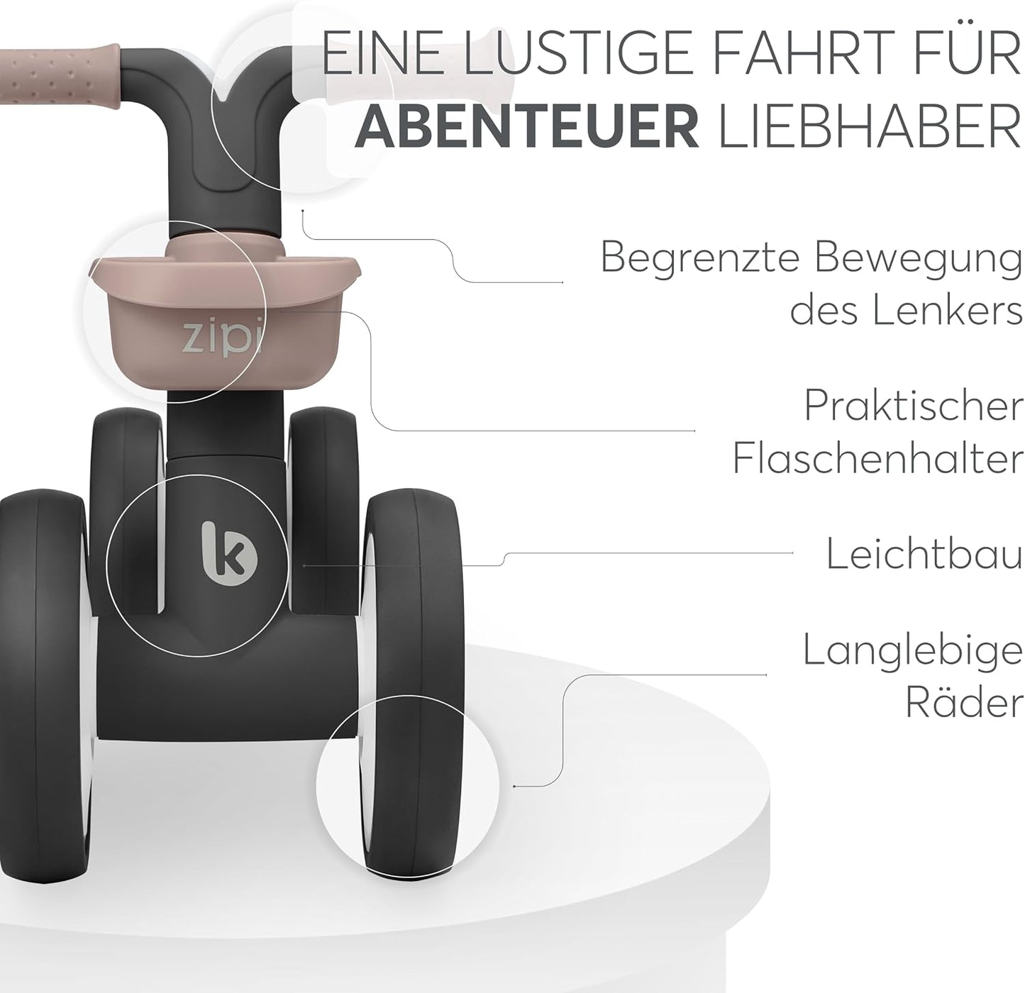 Laufrad mit Korb, Schwarz