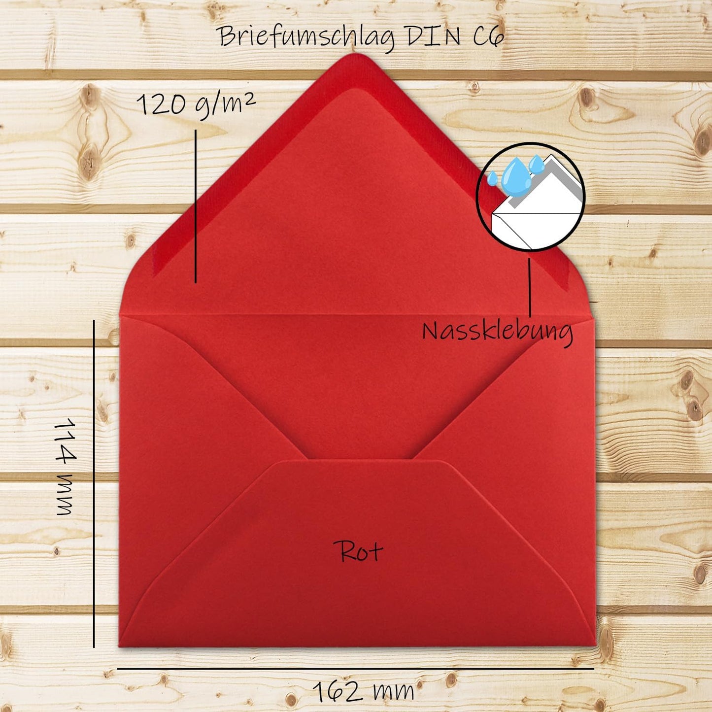 Briefumschläge DIN C6 (150 Stück), 150 Umschläge 29-Rot