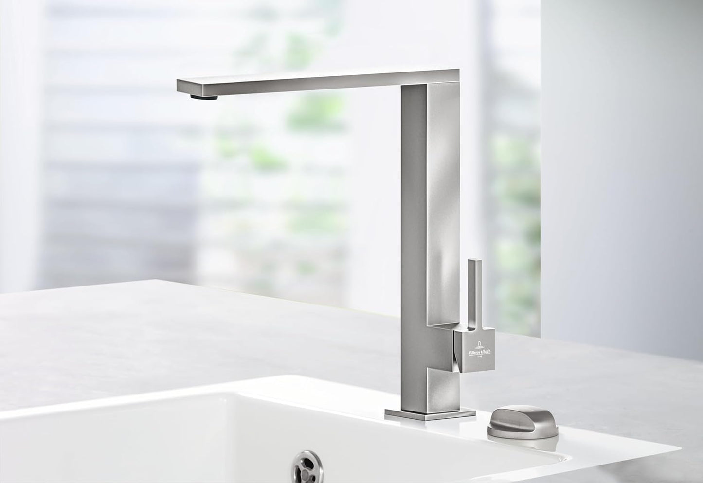 Küchenarmatur Finera Square, Edelstahl Massiv|Eckig