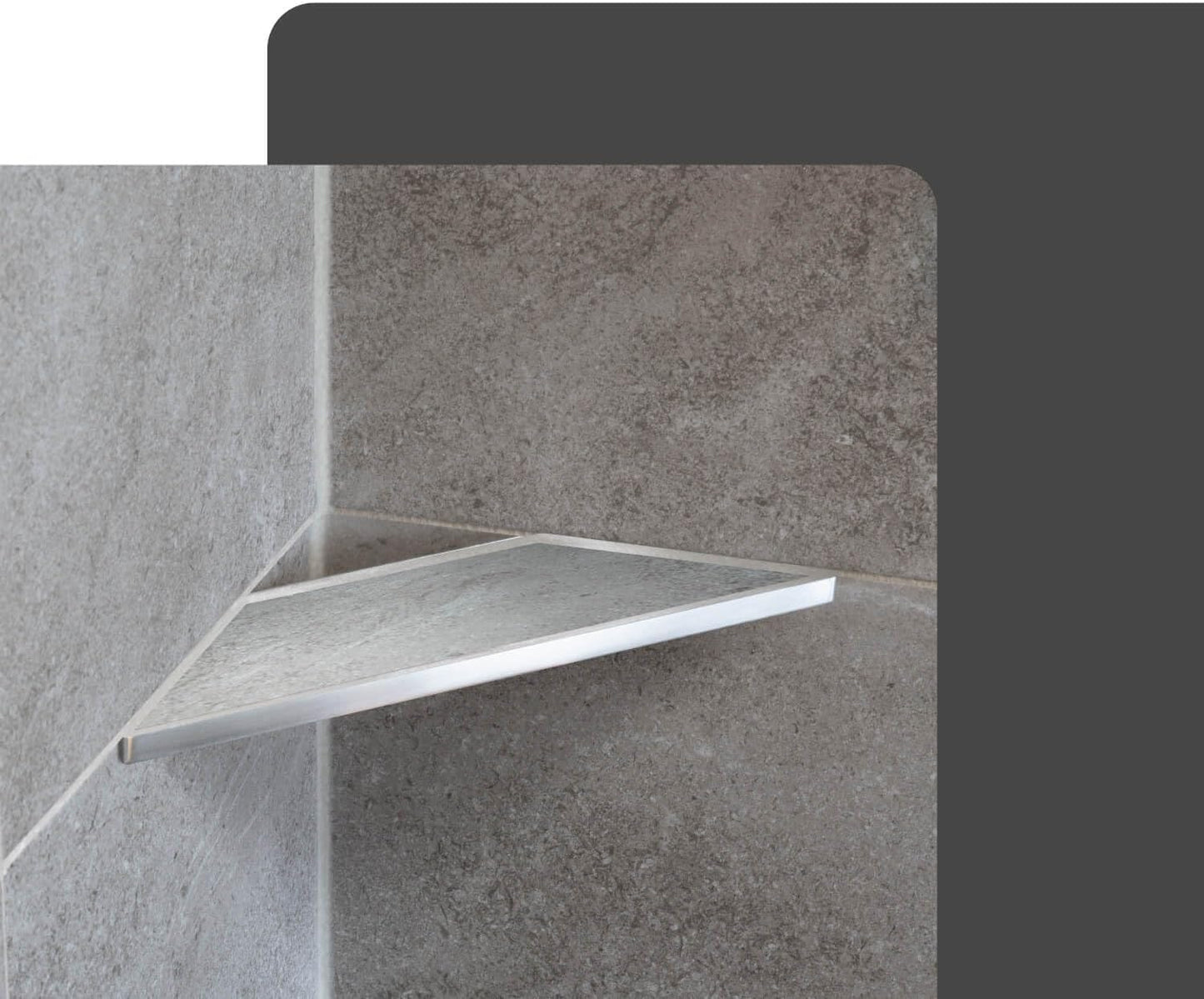 Eck-Duschablage zum Einfliesen, 310mm x 130mm Silber