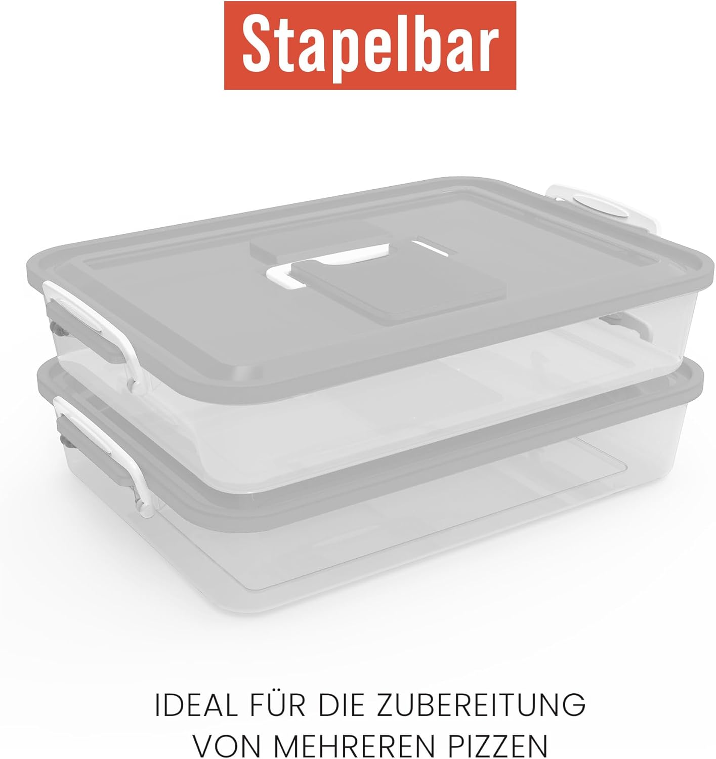 Pizzateigbehälter mit Deckel, Grau 35,6 x 27,9 cm