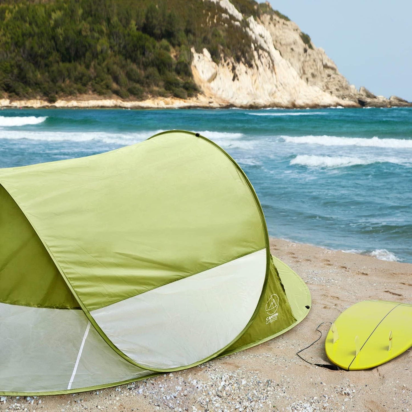 Pop-Up Strandmuschel mit UV-Schutz, Grün