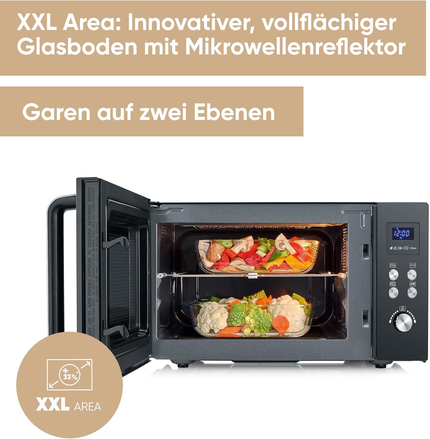 MW 7763 Mikrowelle mit Keramikboden, 25L, flacher Glasboden und Grillfunktion