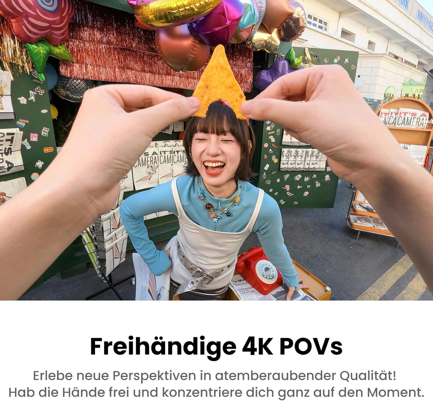 Kompakte 4K Vlogging-Kamera mit Retro-Filter, Weiss 64 GB