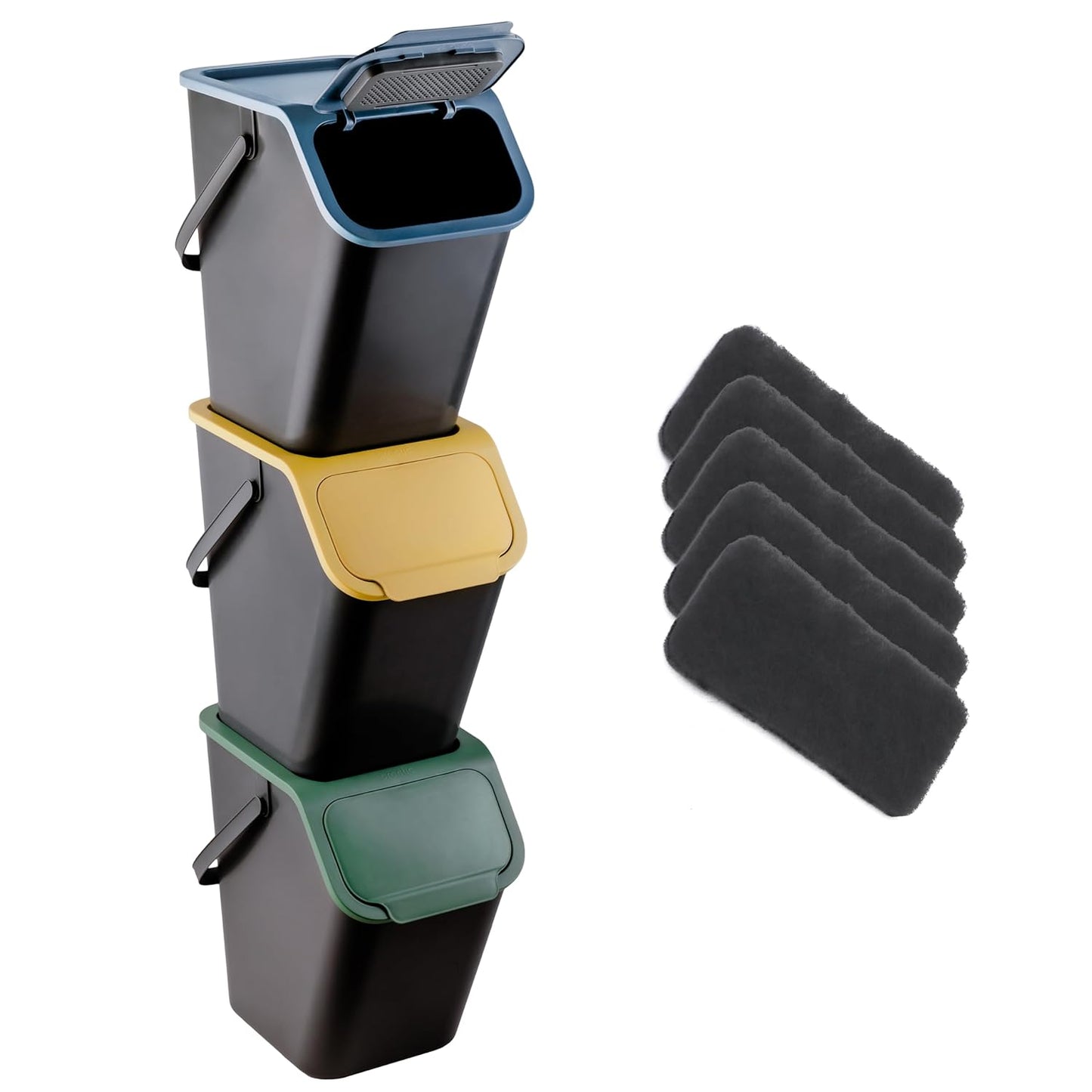 Mülltrennsystem, 3 Mülleimer / mit Kohlefilter